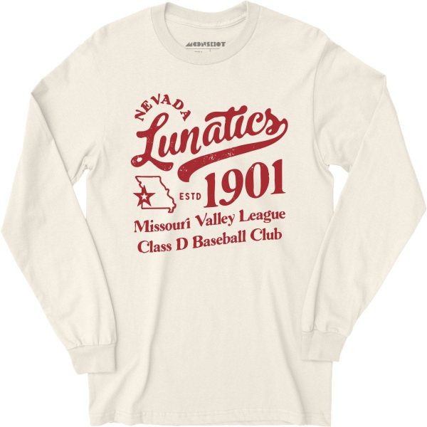 Nevada Lunatics - Missouri - Vintage Defunct Baseball Teams - Long Sleeve T-Shirt For Sale - Image 3