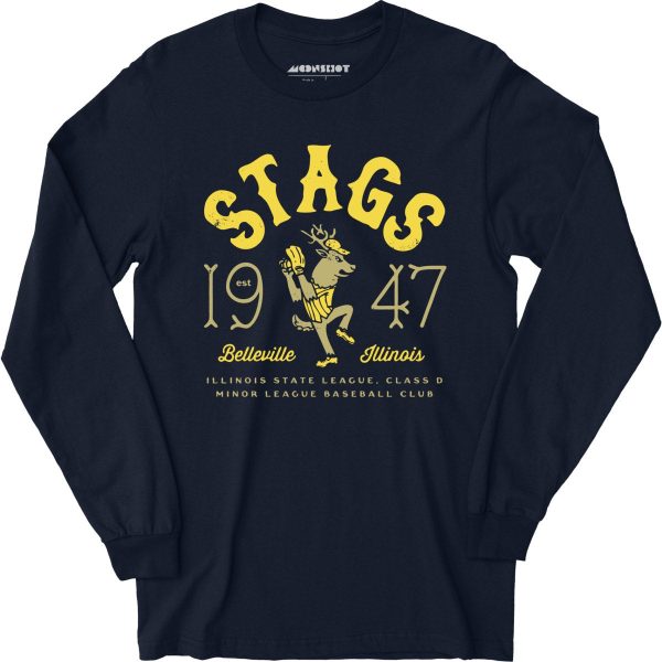Belleville Stags - Illinois - Vintage Defunct Baseball Teams - Long Sleeve T-Shirt Sale - Image 2
