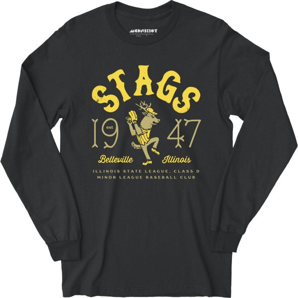 Belleville Stags - Illinois - Vintage Defunct Baseball Teams - Long Sleeve T-Shirt Sale - Image 3