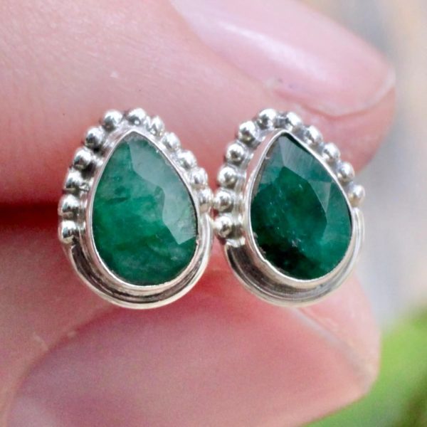 Emerald Stud Earrings - Silverwork Online now - Image 4