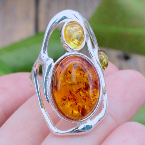 Amber Three Stone Ring Online Sale - Image 2